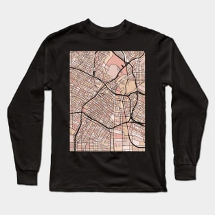 Los Angeles Map Pattern in Soft Pink Pastels Long Sleeve T-Shirt